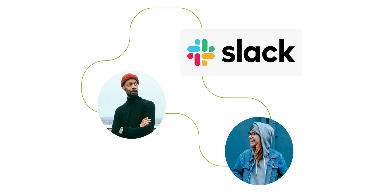 Graphik mit Menschen und Slack Logo